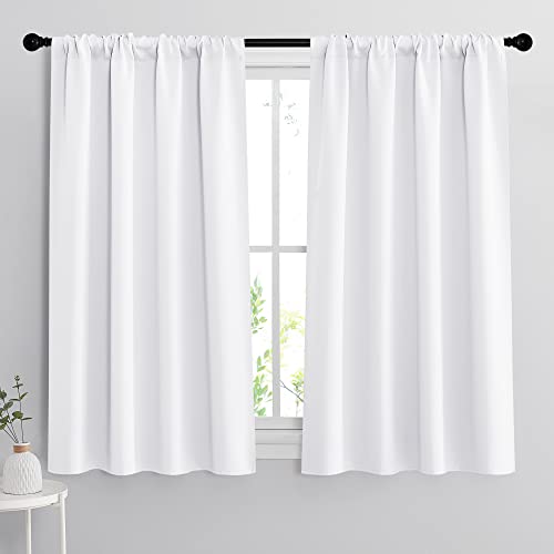 54 inch Blackout Curtains for Living Room Bedroom (Pure White / 42"W x 54"L (Pack of 2))