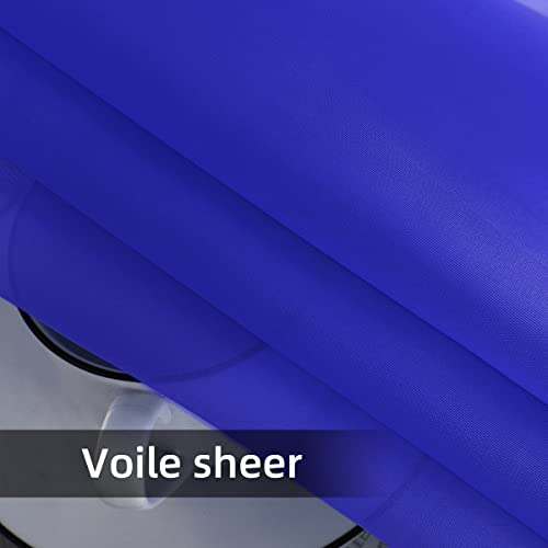 Sheer Voile Window Treatment Rod Pocket Curtain Panels for Kitchen Bedroom Living Room Drapes Sunlight Filtering Privacy Semi Home Decor Assorted Colors Sizes (Blue Sapphire / 52"W x 96"L (Pack of 2))