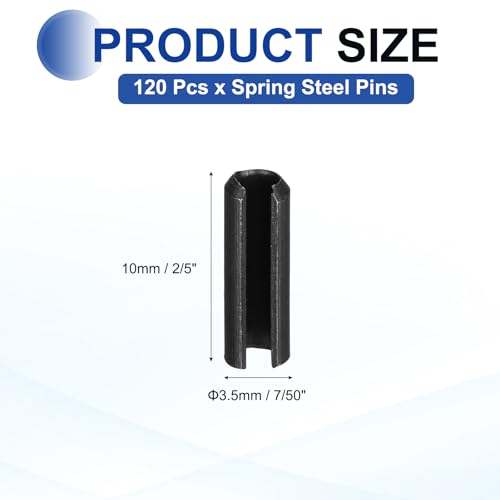 120Pcs Slotted Split Roll Pins 7 (7/50 Inch(3.5mm) Dia. 2/5 Inch(10mm) Length)