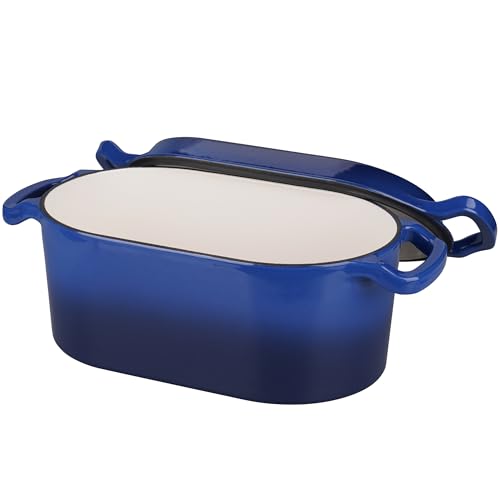 Oval Dutch Oven Pot with Lid (Blue)