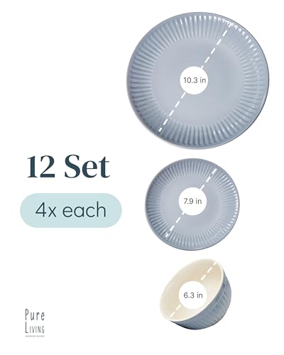 12 Piece Stoneware Dinnerware Set for 4 (Hygge / Gray Blue / Set for 4 (12pcs))