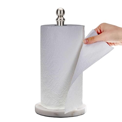 Paper Towel Holder Countertop with Heavy Marble Base (Brushed Nickel)