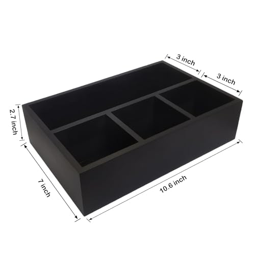 Tea Bag Organizer Black Wood Tea Bag Holder 4 Compartments Coffee Drawer (4 Slots)