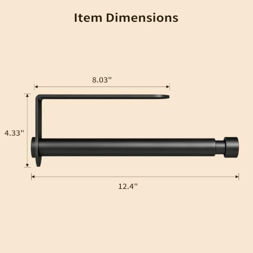 Adhesive Paper Towel Holder Under Cabinet No Drill Black (Black)