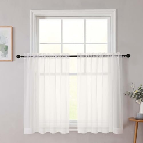 Cafe Curtains 36 Inch Length Tier 2 Pieces (Ivory / 42"W x 36"L (Pack of 2))
