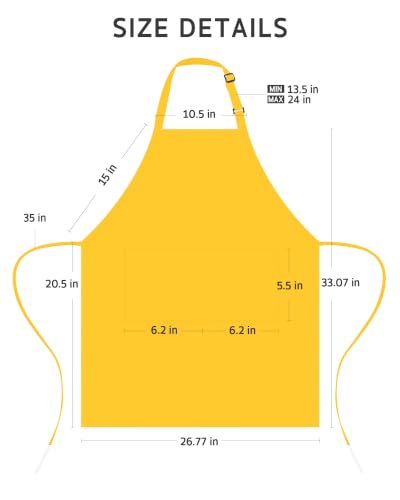 Chef Apron for Men Women with Pockets (Yellow)