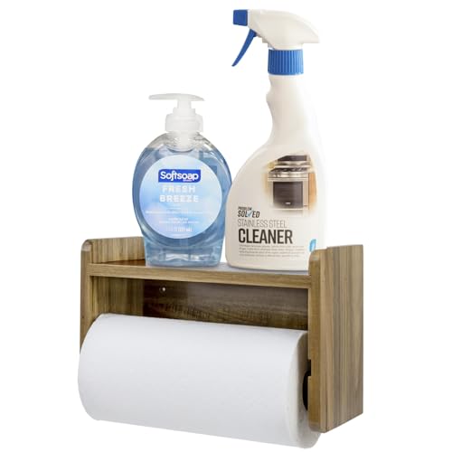 Acacia Wood Paper Towel Holder with Shelf (Premium Acacia Wood)