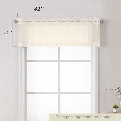 Cream Valances for Windows (Cream / 42"W x 14"L (Pack of 2))