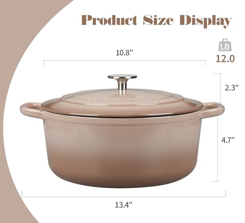 Enameled Cast Iron Dutch Oven Pot With Lid (Mocha / 5.5QT)