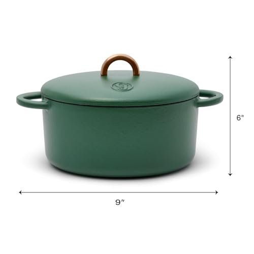 3.5 Quart Enameled Cast Iron Dutch Oven Pot w (Broccoli)
