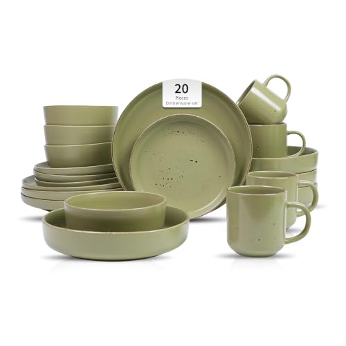 HomeVSS 20 Piece Dinnerware Set (Service for 4 - 20pc Set / Matte Green)