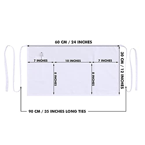 Waitress Apron with Pocket (White - Pack of 3)
