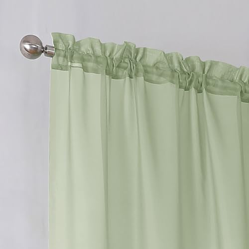 Light Green Sheer Curtains 84 Inches Long 2 Panels (Light Green / 59"W x 84"L (Pack of 2))