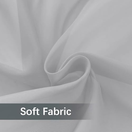 Solid Sheer Rod Pocket Curtain Voile Draperies 2 Panels White Beige Black Grey Ivory 52 Inch Width 90 Inch Long 1 Pair for Kitchen Bedroom Children Living Room Yard (Silver Grey / 52"W x 90"L (Pack of 2))