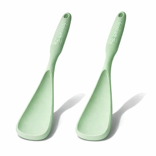 Seamless Silicone Spatula Spoon Multifunction Scoop Kitchen Spoon (Mint-2 Pack)