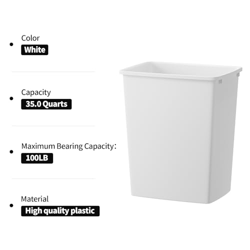 35QT Kitchen Trash Can (White / 1PCS)