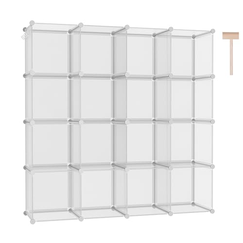 16 Cube Storage Organizer Cube Shelves Units Storage Cubes (Transparent Twill)