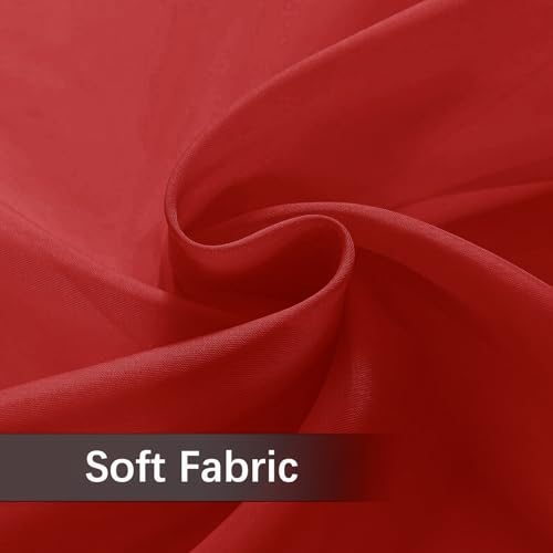 Solid Sheer Rod Pocket Curtain Voile Draperies 2 Panels White Beige Black Grey Ivory 52 Inch Width 54 Inch Long 1 Pair for Kitchen Bedroom Children Living Room Yard (Christmas Red / 52"W x 54"L (Pack of 2))