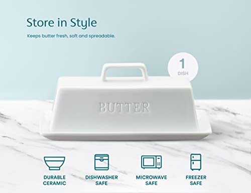 Ceramic Butter Dish with Lid (White)