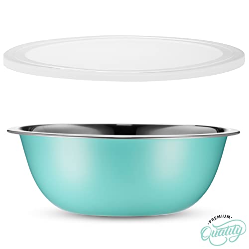 10 Piece Stainless Steel Mixing Bowl Set with Lids for Food Prep & Storage (Mixing Bowls With Lids - Blue)