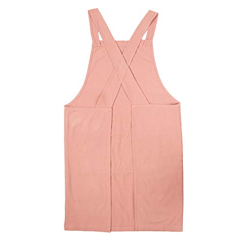 Aprons for Women with Pockets Unisex Comfort Cross Back No Tie Cotton Linen Apron Pinafore for Cooking Painting Floral Arrangement Gardening Cleaning Orange (Orange Red / Medium)