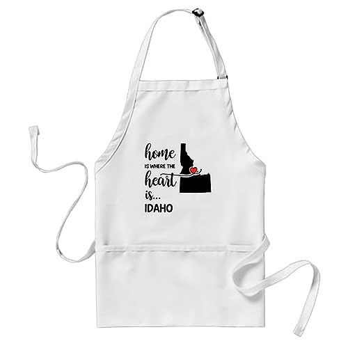 Hilarious Apron Idaho Home is Where the Heart is Kitchen Decor Chef Gift Color (Idaho / 28" L x 24")