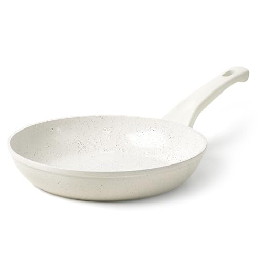 9.5 Inch Nonstick Frying Pan Small Egg Pan Skillet (9.5 Inch / White)