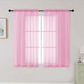 Pink Sheer Curtains for Bedroom Living Room 45 Inch Length 2 Panels (Pink / 42"W x 45"L (Pack of 2))