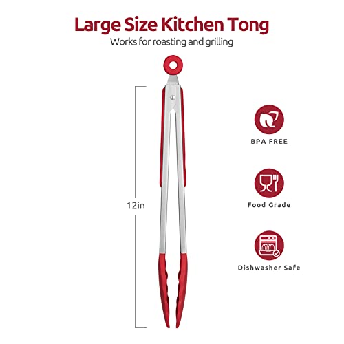 Kitchen Tong for Cooking (Red / 12 inch)