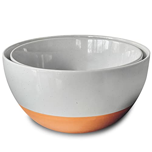 Ceramic Large Mixing Bowls (Earl Grey / 5.5 & 3.6 qt)
