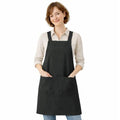 Apron for Women with Pocket Cotton Linen (Black / Medium)