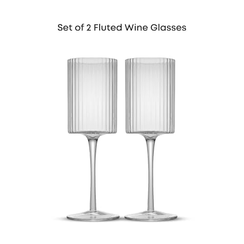 Elle Fluted White Wine Glasses Set of 2 (White Wine Glasses)