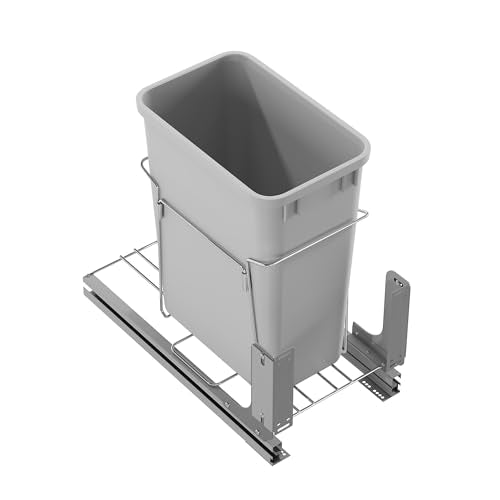 Dowell B15 Aluminum Base Wastebasket Pullout with Door Mount and 35Qt (Single Pull-Out - 35Qt)