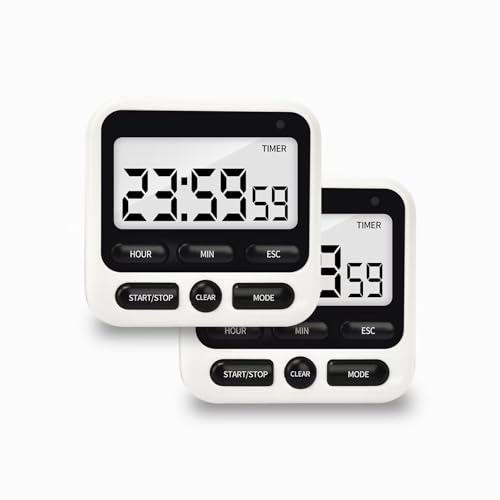 2Pack Digital Kitchen Timer 24 Hour with Clock