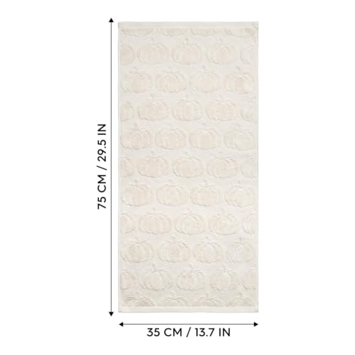 2 Pcs Beige 3D Pumpkin Jacquard Hand Towels for Bathroom (13.7" x 29.5", 2PCS / Beige)