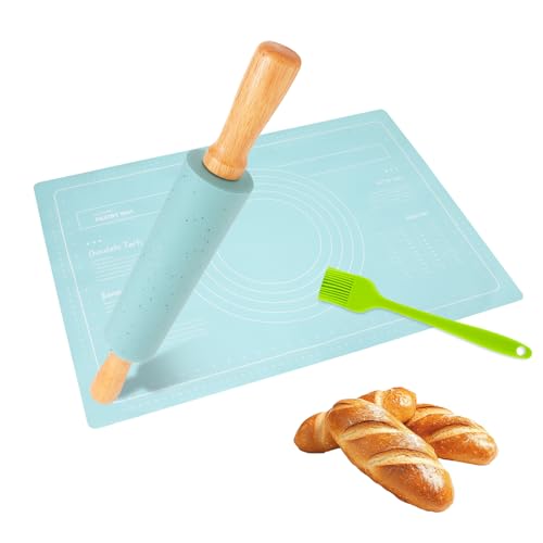 3Pcs Silicone Rolling Pin for Baking Sets (Green 3 sets)