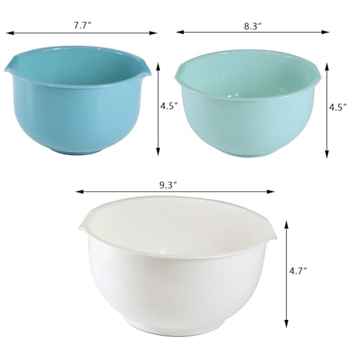 Set of 3 Mixing Bowls with Pour Spout (Blue)