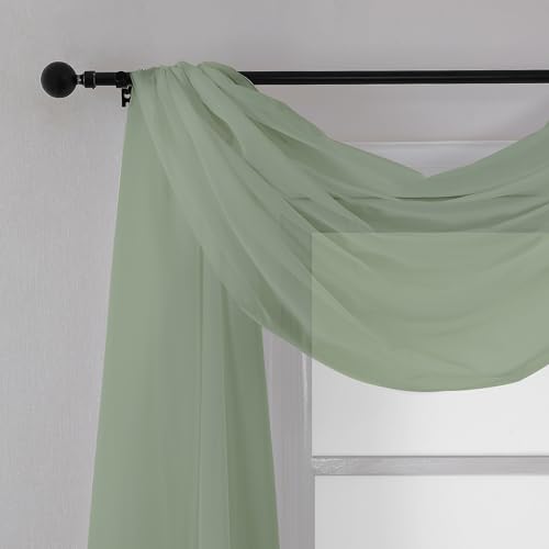 Extra Long Sage Green Sheer Curtains 144 inch 2 Panels (Sage Green / 59"W x 144"L (Pack of 2))