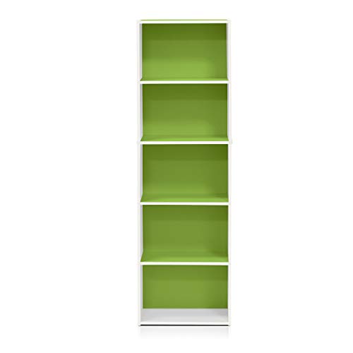 LUDER Book Shelf (White/Green / 5-Tier)