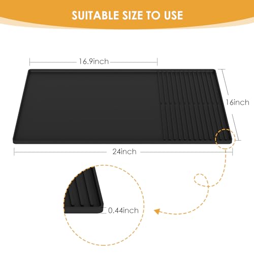 Silicone Coffee Mat with Raised Edges (Black / 15.7" x 23.6")