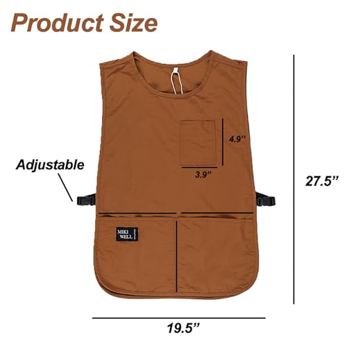 Waterproof Cobbler Apron with 4 Pockets Vest Smock Apron for Men Women Chef Waiter Work (Orange)