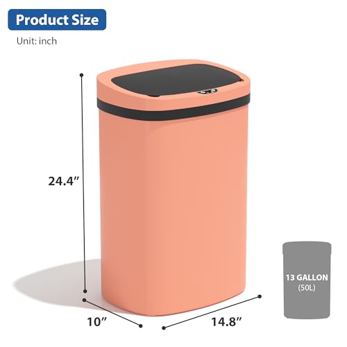 13 Gallon 50 L Kitchen Trash Can with Lid (Pink / 1 Trash Can)
