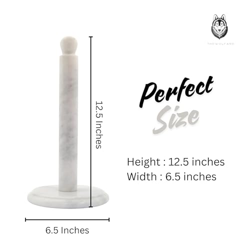 Handmade Marble Paper Towel Holder for Kitchen Countertop (Cloudy White)