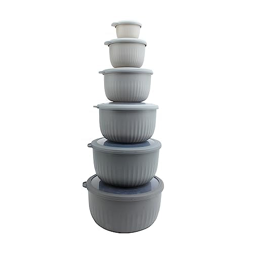 Prep Bowls with Lids (Gray / 12 Piece Set - Deep Bowls)