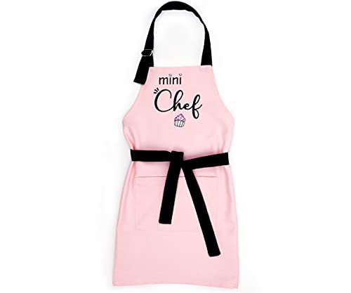 Mommy and Me Matching Aprons Embroidered Mother Daughter Cooking Apron Set (Size 3-7 Years)