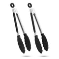 2-Pack of 9" (Small) & 12" (Large) Kitchen Tongs Set: Non-Stick Silicone-Stainless Steel Cooking Tongs, BPA Free, Heat Resistant (480°F) - Non-Slip Grip & Locking Metal Food Tongs (Black) (Black)