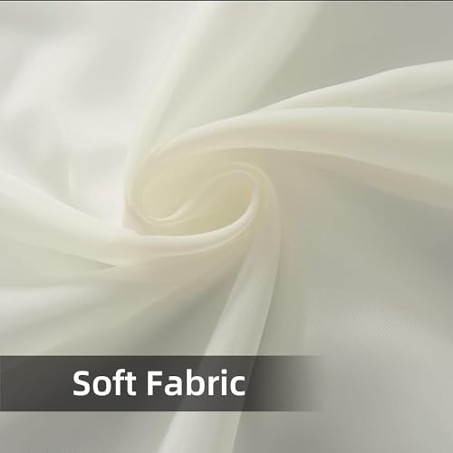 Solid Sheer Rod Pocket Curtain Voile Draperies 2 Panels White Beige Black Grey Coffee 38 Inch Width 45 Inch Long 1 Pair for Kitchen Bedroom Children Living Room Yard (Ivory / 38"W x 45"L (Pack of 2))