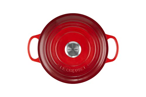 Enameled Cast Iron Round Wide Dutch Oven (Cerise)