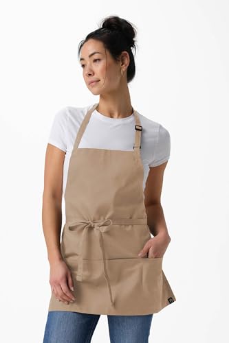 Unisex Three Pocket Apron (Khaki, 1 Pack)