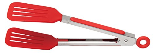 HIC Spring Action Slotted Flipper Kitchen Cooking Serving Food Fish Tongs